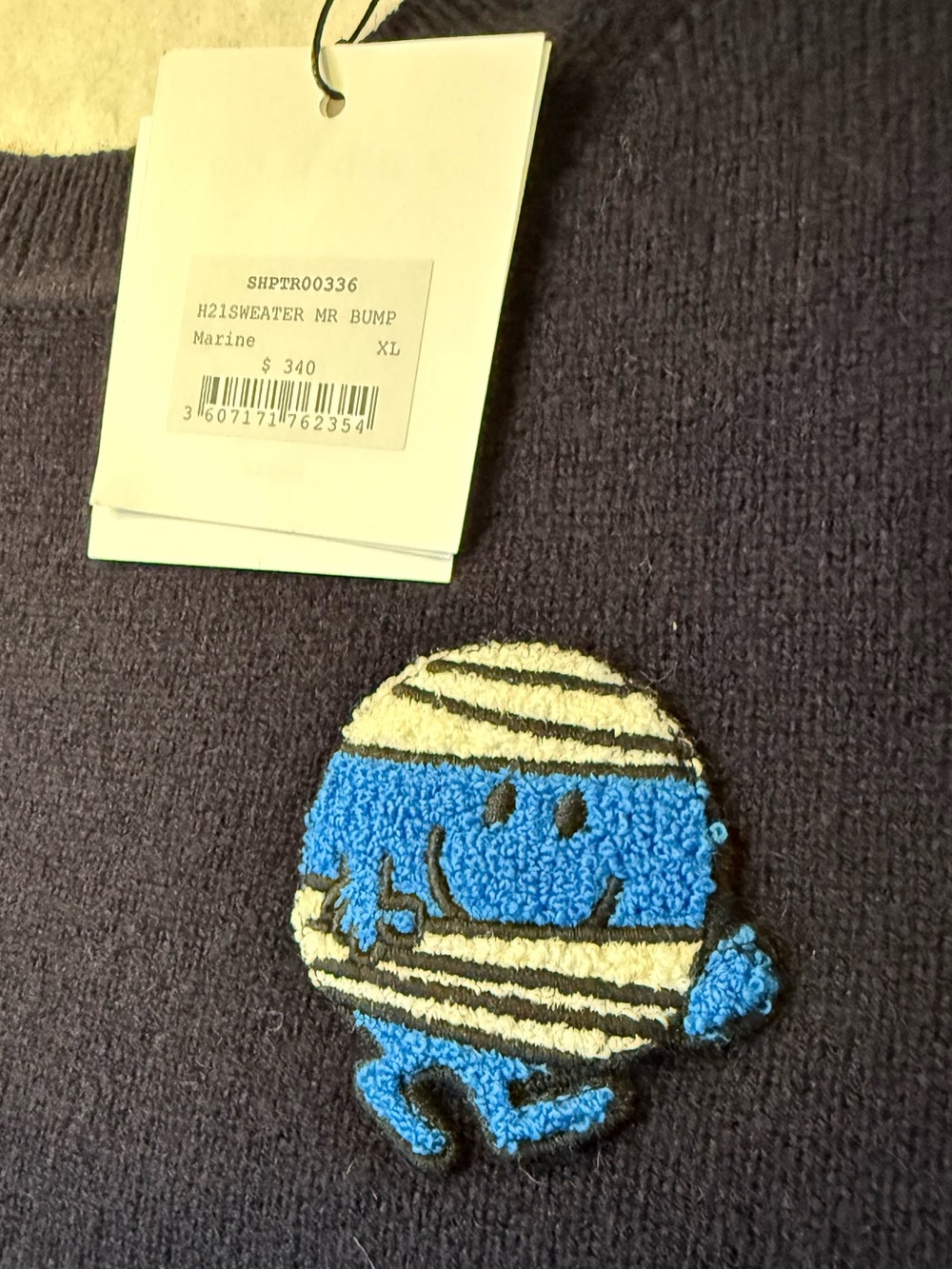 NWT Sandro Paris x Mr. Men Little Miss "Mr. Bump" Wool Jumper/Sweater Navy-Sz XL